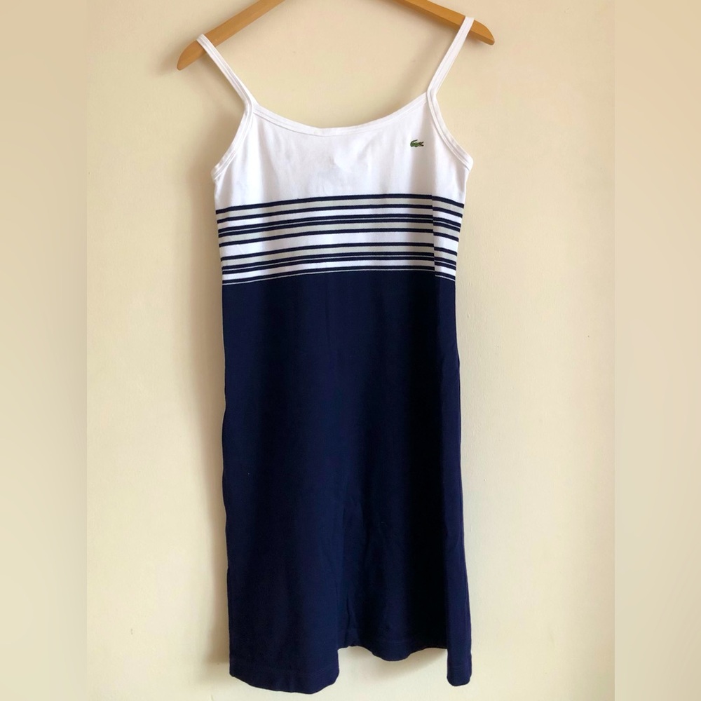 Lacoste White and Navy Midi Dress